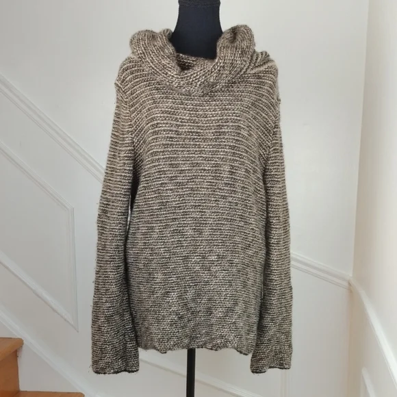 VINTAGE JAEGER Camel Hair & Wool Knit Sweater | Convertible Portrait Neck L - Picture 1 of 11